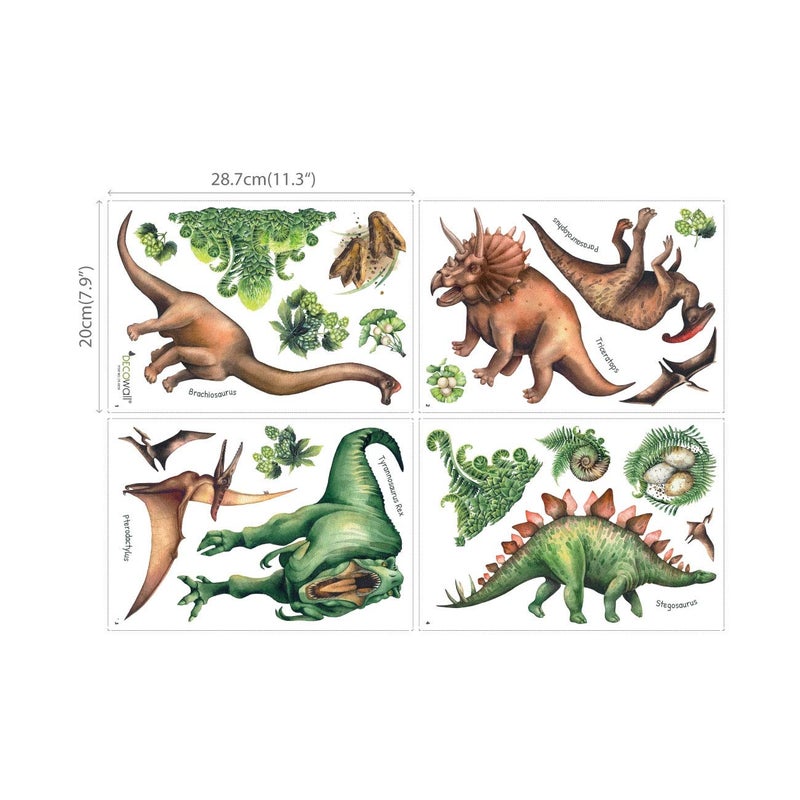 DECOWALL DS-8034 Watercolour Dinosaur Kids Wall Stickers Wall Decals Peel and Stick Removable Wall Stickers for Kids Nursery Bedroom Living Room (Small) d?cor - Image 5